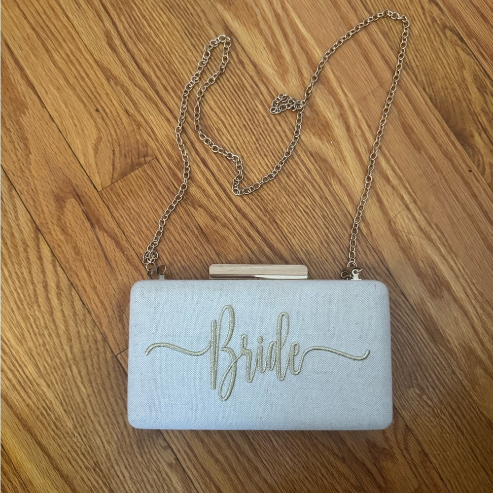 Elegant White and Gold Bridal Clutch